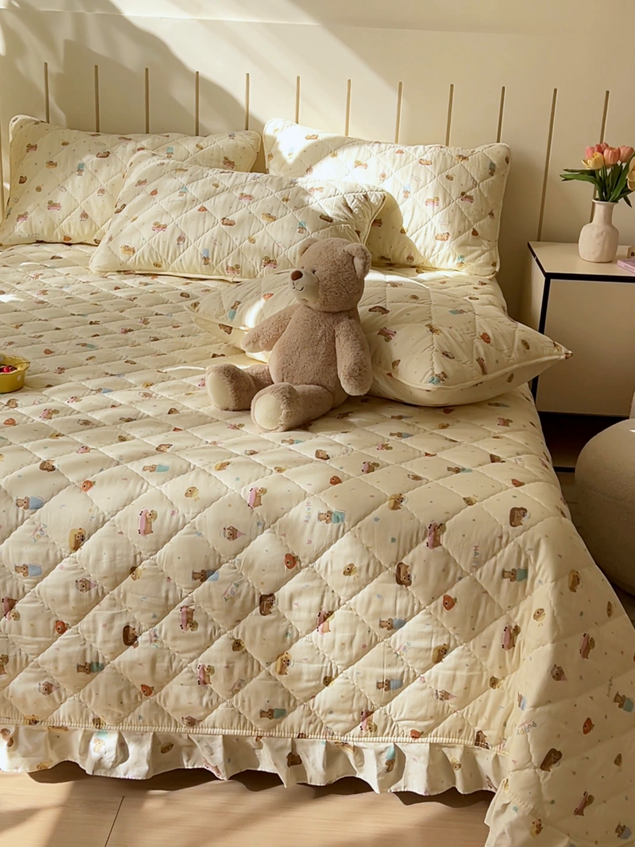 91家纺网 家纺一手货源 找家纺 U品汇 2025新品A类全棉夹棉床盖纯棉100%棉绗缝三件套炕垫褥子13372 G狗狗乐园