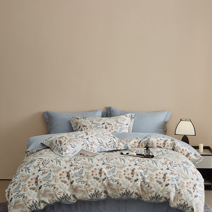 顾家家居 2026新款莱塞尔兰精天丝印花四件套 露华浓