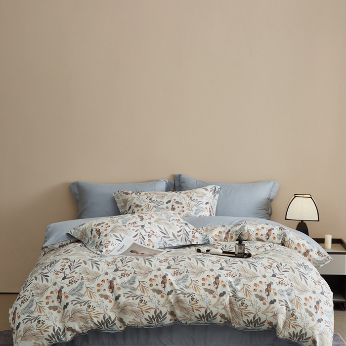 91家纺网 家纺一手货源 找家纺 顾家家居 2026新款莱塞尔兰精天丝印花四件套 露华浓