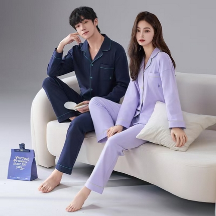 91家纺网 家纺一手货源 找家纺 （总）洛兰沙家居馆【只代发】【只代发】 纯棉情侣翻领睡袍