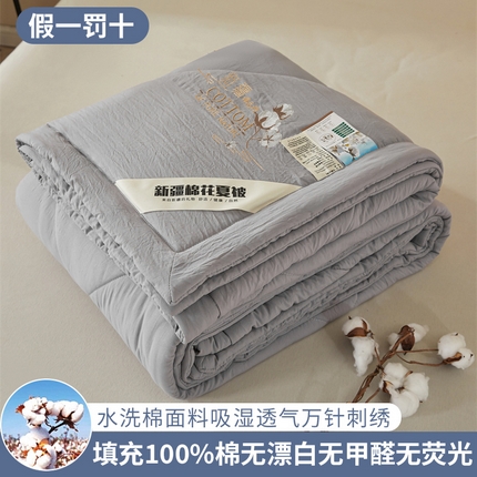 91家纺网 家纺一手货源 找家纺 （总） 2025新款A类100%新疆棉花夏凉被纯棉全棉填充毛巾绣绣花纯色双拼原棉空调被夏被