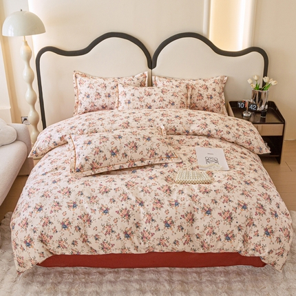 金泰莱 2025新款全棉小清新人字纹四件套 繁花似锦