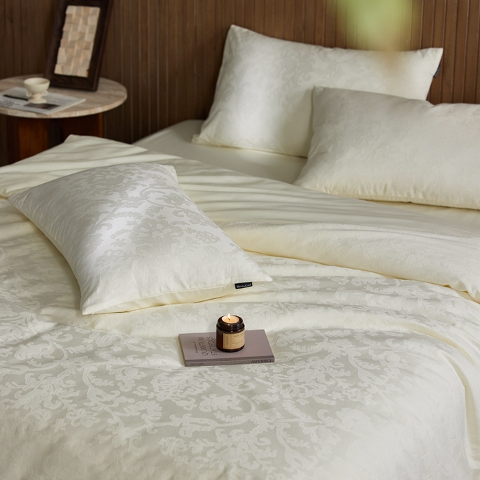 91家纺网 家纺一手货源 找家纺 安莱生活 2025全棉浮雕提花四件套-科林斯系列 科林斯-象牙白