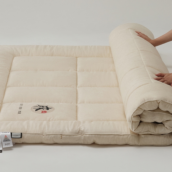 91家纺网 家纺一手货源 找家纺 （总）良品汇馆 日式无印亚麻床垫良品A类5公分保暖垫子大豆纤维床垫床褥加厚立体