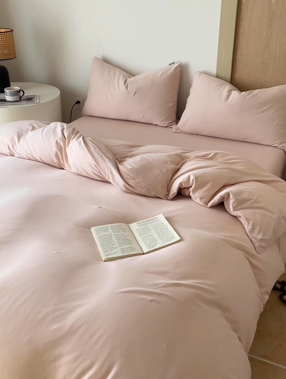 91家纺网 家纺一手货源 找家纺 梦可莱家居 2025春夏新品全棉针织棉纯色系列 蜜桃