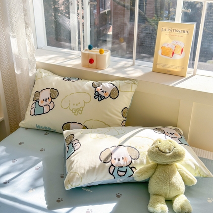 91家纺网 家纺一手货源 找家纺 （总）清雅福2025新款喷气全棉印花13372小清新四件套及单品-单枕套