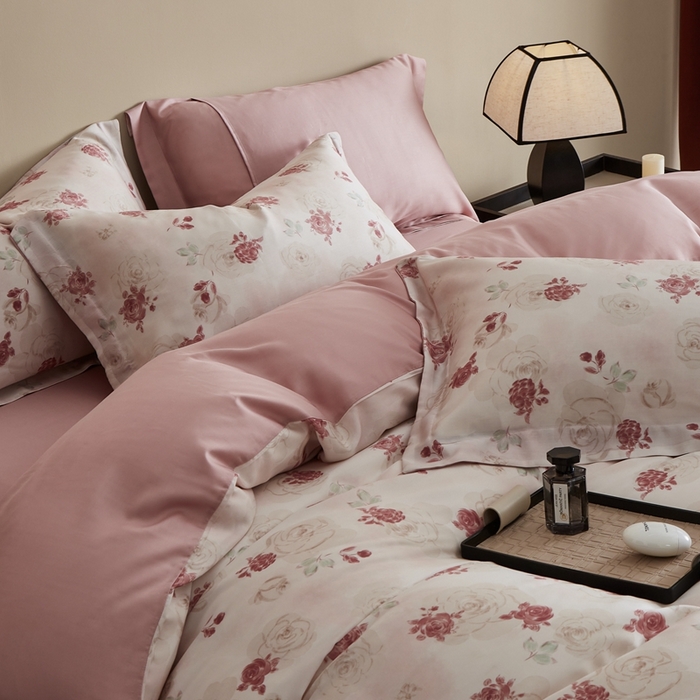 91家纺网 家纺一手货源 找家纺 顾家家居 2025新款莱塞尔兰精天丝印花四件套 尤里