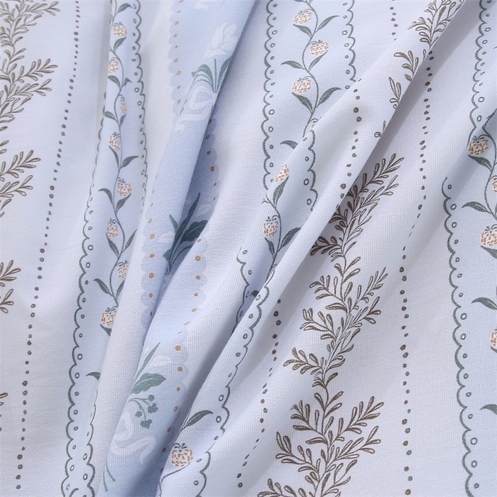 91家纺网 家纺一手货源 找家纺 织写 2025新款A类双层纱针织棉四件套床单四件套床单四件套小清新四件套 初享时光-蓝