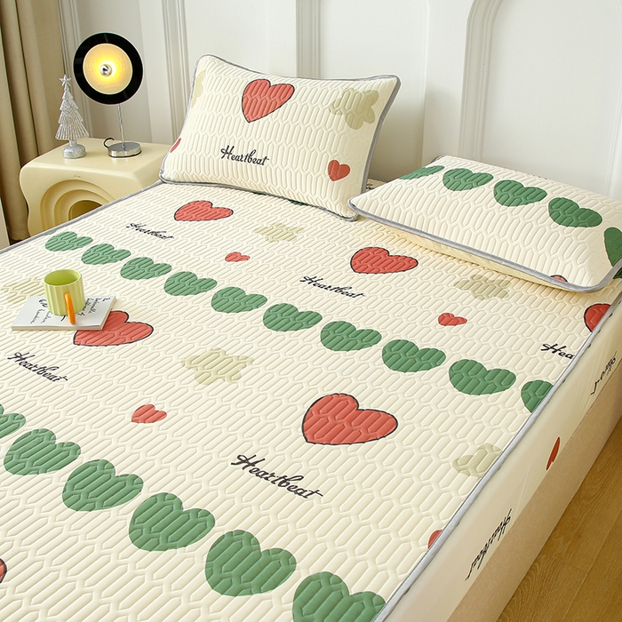 91家纺网 家纺一手货源 找家纺 伊人坊 2025新款A类凉感丝乳胶床笠凉席三件套 彩色心情