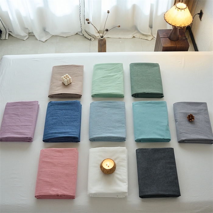 91家纺网 家纺一手货源 找家纺 （总）兰紫橙家纺 2025新款A类纯色色织全棉水洗棉床单