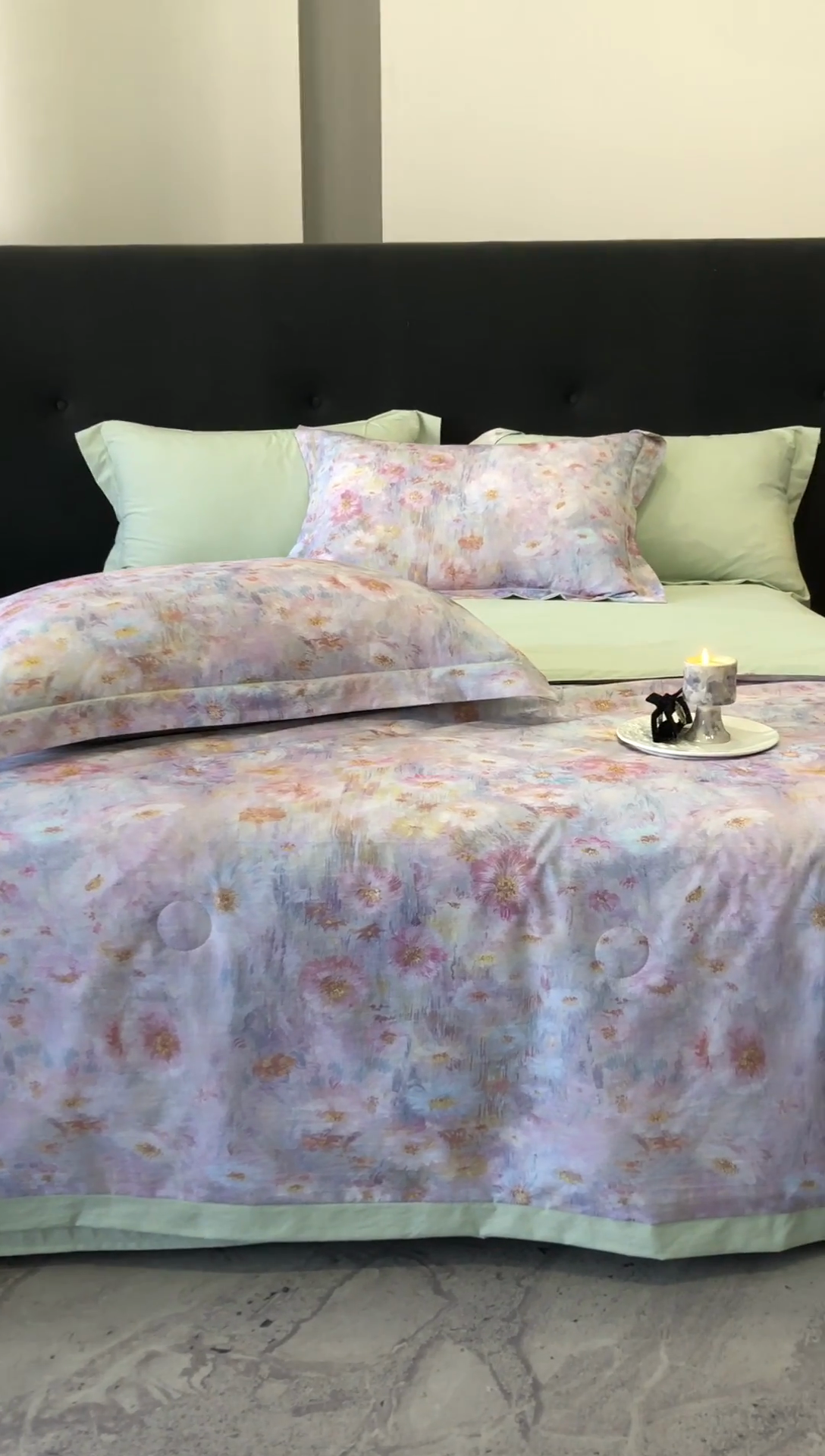 91家纺网 家纺一手货源 找家纺 立奥被业 2025新款雪纺纱夏被超柔数码印花夏被雪纺夏凉被 安娜-浅绿