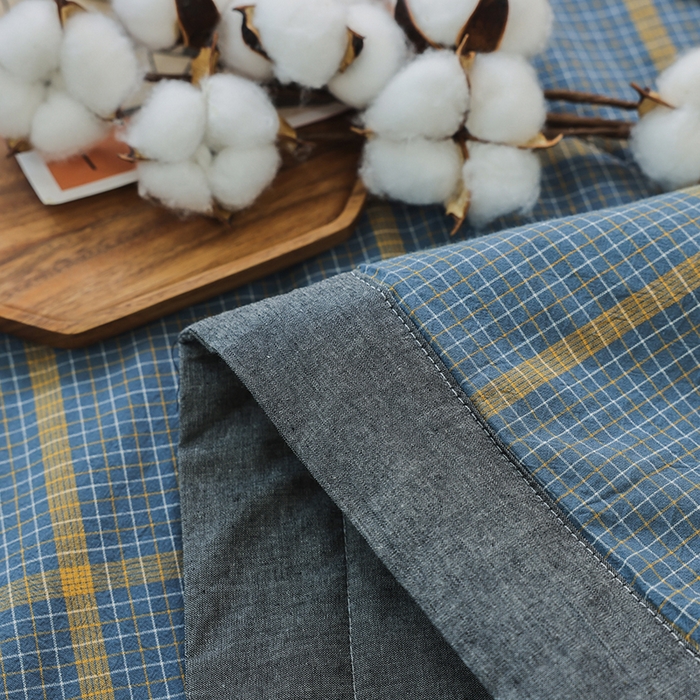 91家纺网 家纺一手货源 找家纺 柠萌家居 2025新款全棉色织水洗棉棉花夏被四件套里外全棉 夏凉被被子被芯 瓦尔灰