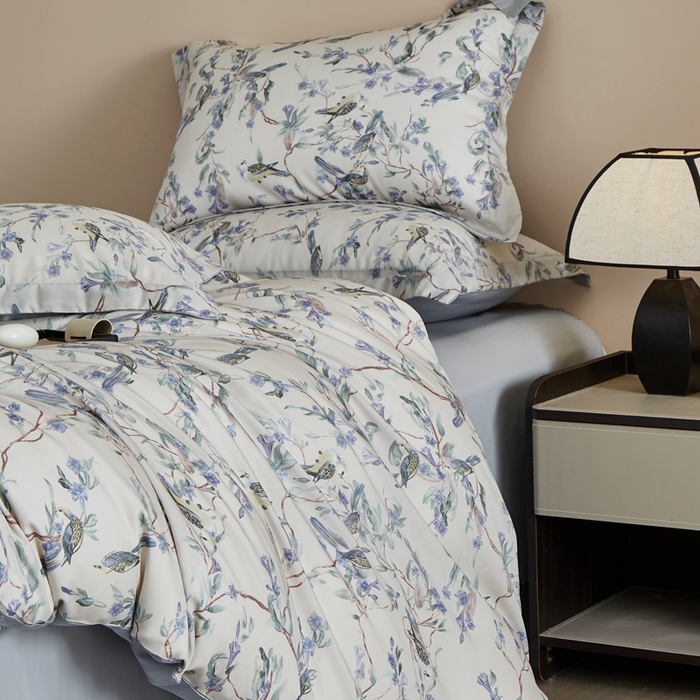 91家纺网 家纺一手货源 找家纺 顾家家居 2025新款莱塞尔兰精天丝印花四件套 渝蓉