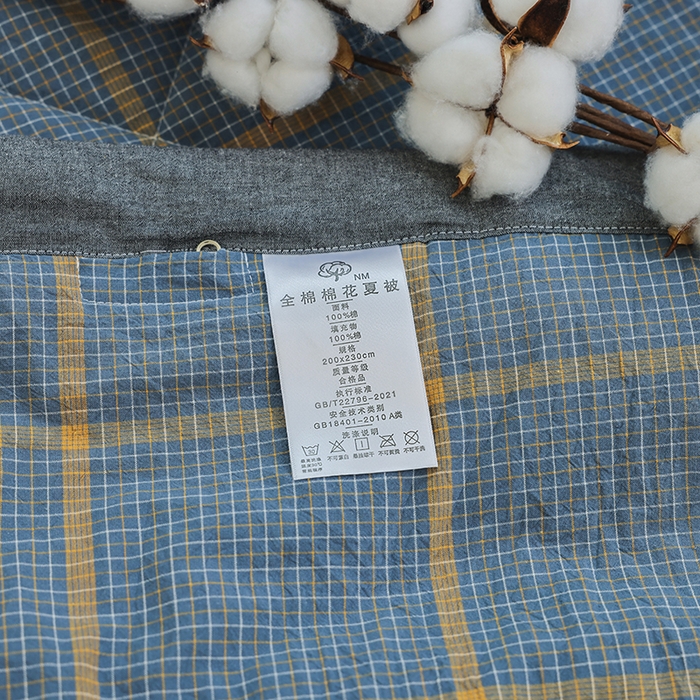 91家纺网 家纺一手货源 找家纺 柠萌家居 2025新款全棉色织水洗棉棉花夏被四件套里外全棉 夏凉被被子被芯 瓦尔灰