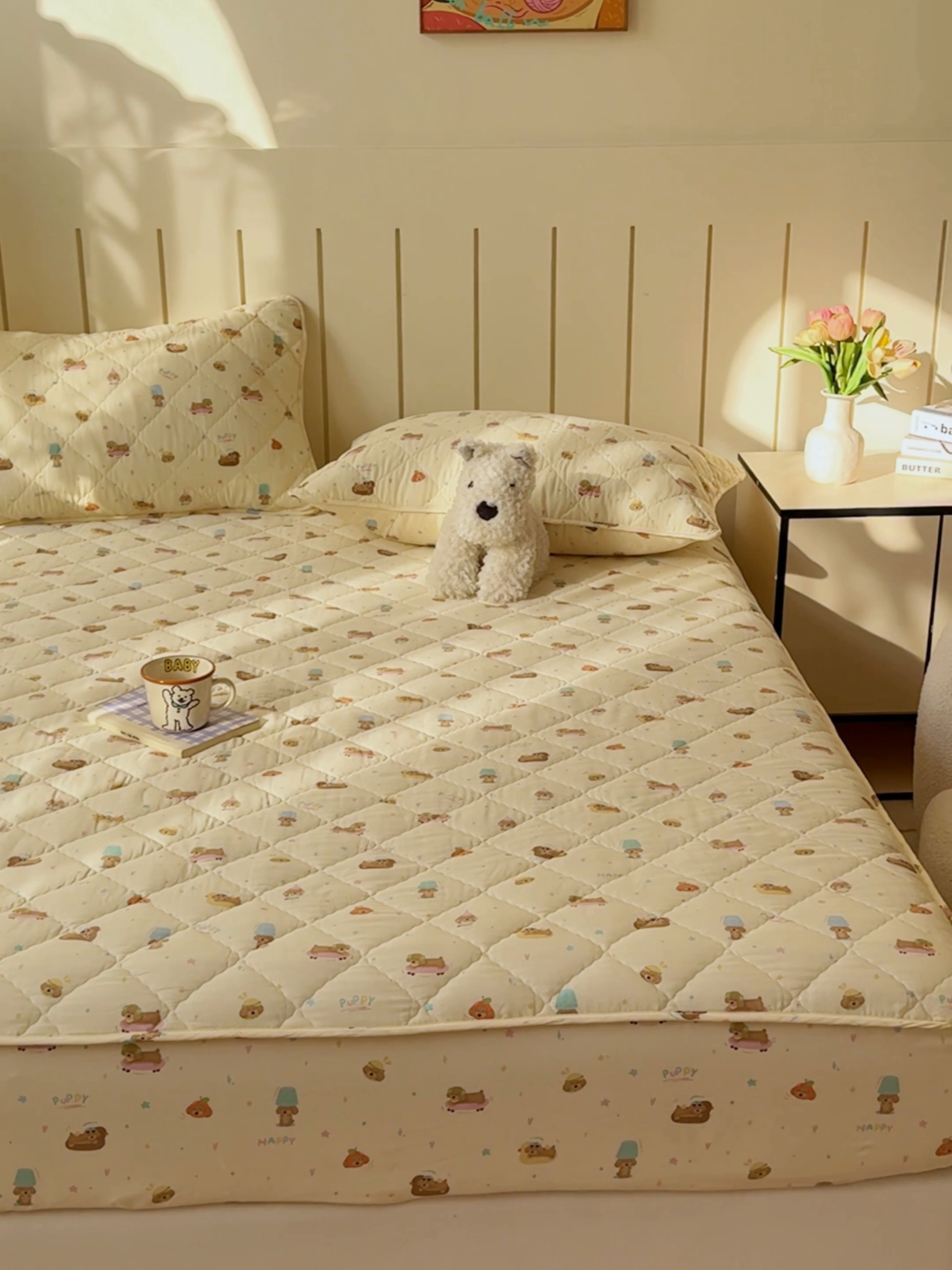 91家纺网 家纺一手货源 找家纺 （总）U品汇 2025新款A类全棉夹棉防水床笠床罩单件隔尿透气床垫加厚防尘可水洗保护套