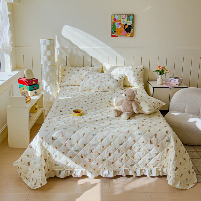 91家纺网 家纺一手货源 找家纺 U品汇 2025新品A类全棉夹棉床盖纯棉100%棉绗缝三件套炕垫褥子13372 G狗狗乐园