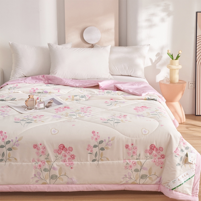 91家纺网 家纺一手货源 找家纺 羽梦家纺 2025新款新疆棉花全棉夏凉被被子被芯 浅花悠悠