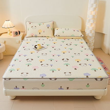 91家纺网 家纺一手货源 找家纺 伊人坊 2025新款A类凉感丝乳胶床笠凉席三件套 童话季