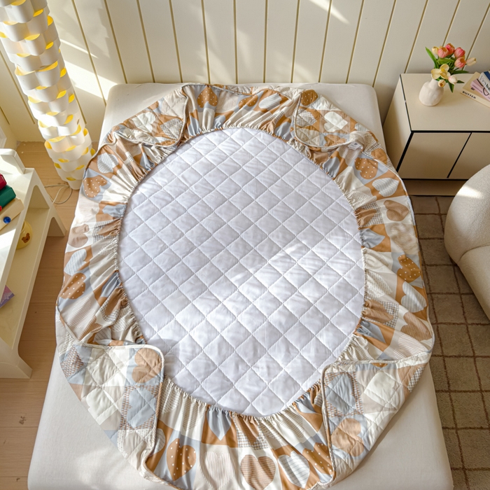 91家纺网 家纺一手货源 找家纺 U品汇 2025新款A类全棉夹棉防水床笠床罩单件隔尿透气床垫加厚防尘可水洗保护套 开心日记