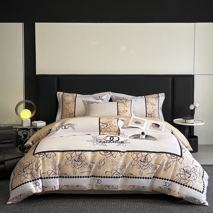 2025新款博纳家纺 纯棉数码印花+绣花四件套 茶绿