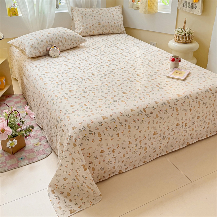 91家纺网 家纺一手货源 找家纺 名兮-2025新款全棉双层纱床单 双层纱-乖乖兔