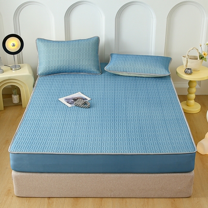 91家纺网 家纺一手货源 找家纺 （总）伊人坊 2025新款A类凉感丝乳胶床笠凉席三件套