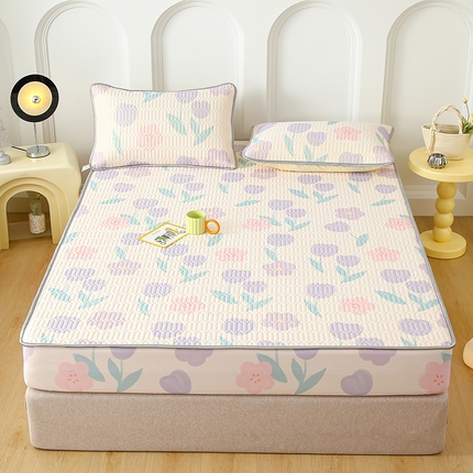 91家纺网 家纺一手货源 找家纺 （总）伊人坊 2025新款A类凉感丝乳胶床笠凉席三件套