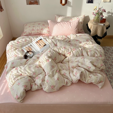 桃喜 2025春夏全棉碎花系列四件套 花寄栀楠