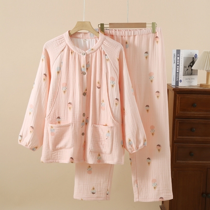 91家纺网 家纺一手货源 找家纺 （总）洛兰沙家居馆【只代发】【只代发】 简约印花睡衣女春夏季宽松休闲家居服