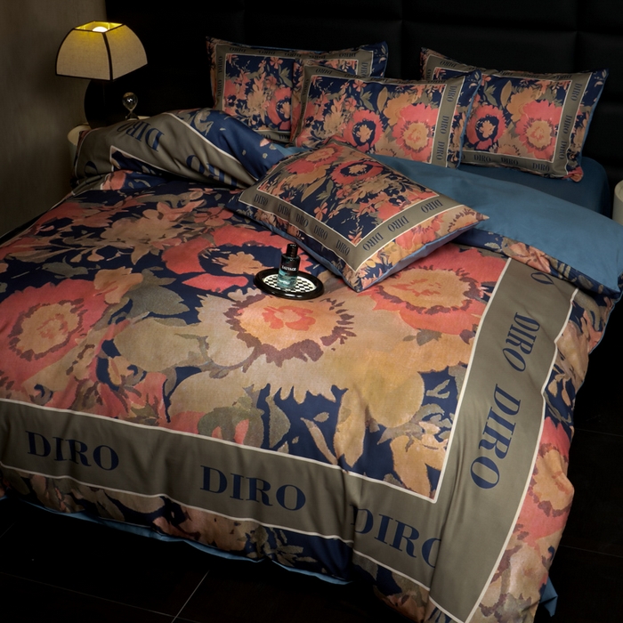 91家纺网 家纺一手货源 找家纺 花沐 2025新款轻奢潮牌亲肤棉纯棉四件套 花迪