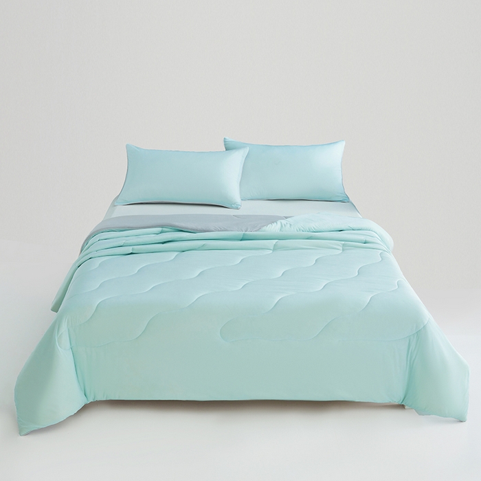 91家纺网 家纺一手货源 找家纺 米米儿家纺 2025新款跨境电商凉感丝夏被西瓜空调被 冰川蓝灰