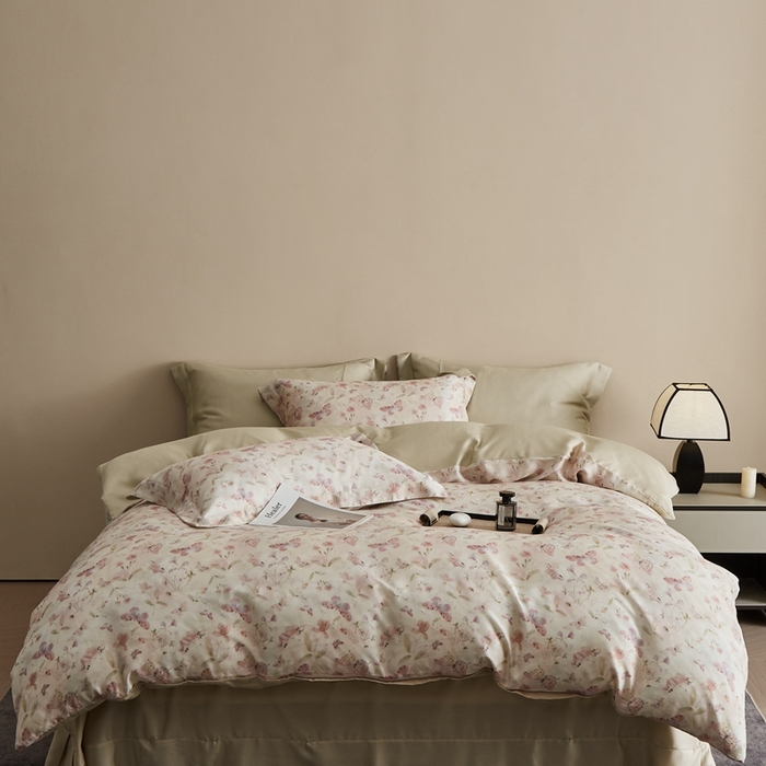 91家纺网 家纺一手货源 找家纺 顾家家居 2025新款莱塞尔兰精天丝印花四件套 玛卡