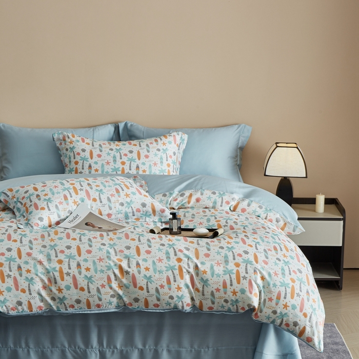 91家纺网 家纺一手货源 找家纺 顾家家居 2025新款莱塞尔兰精天丝印花四件套 慕夏