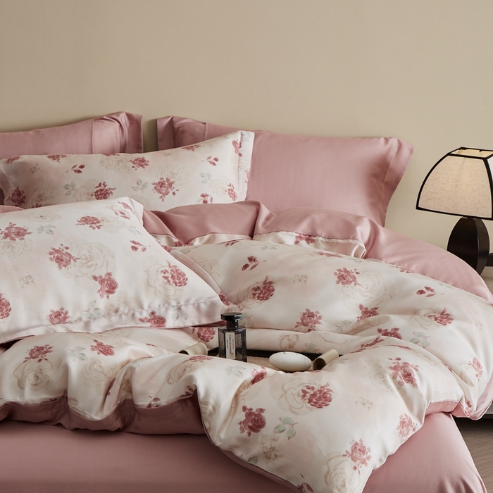 91家纺网 家纺一手货源 找家纺 顾家家居 2025新款莱塞尔兰精天丝印花四件套 尤里