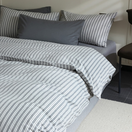 91家纺网 家纺一手货源 找家纺 （总）良品汇馆 日式无印水洗棉四件套良品条纹纯棉床品套件条子全棉宽窄条件套