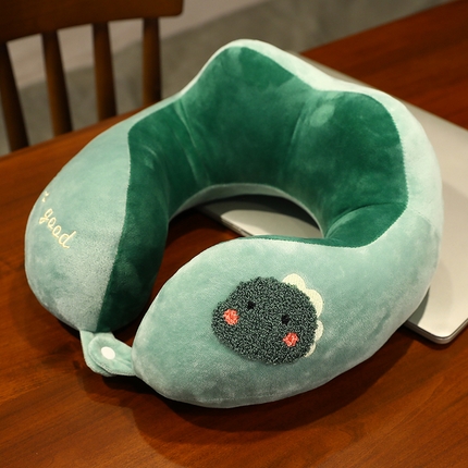 2025新款超柔短毛绒毛巾绣超柔短毛绒U型枕 毛巾绣恐龙