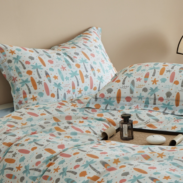 91家纺网 家纺一手货源 找家纺 顾家家居 2025新款莱塞尔兰精天丝印花四件套 慕夏