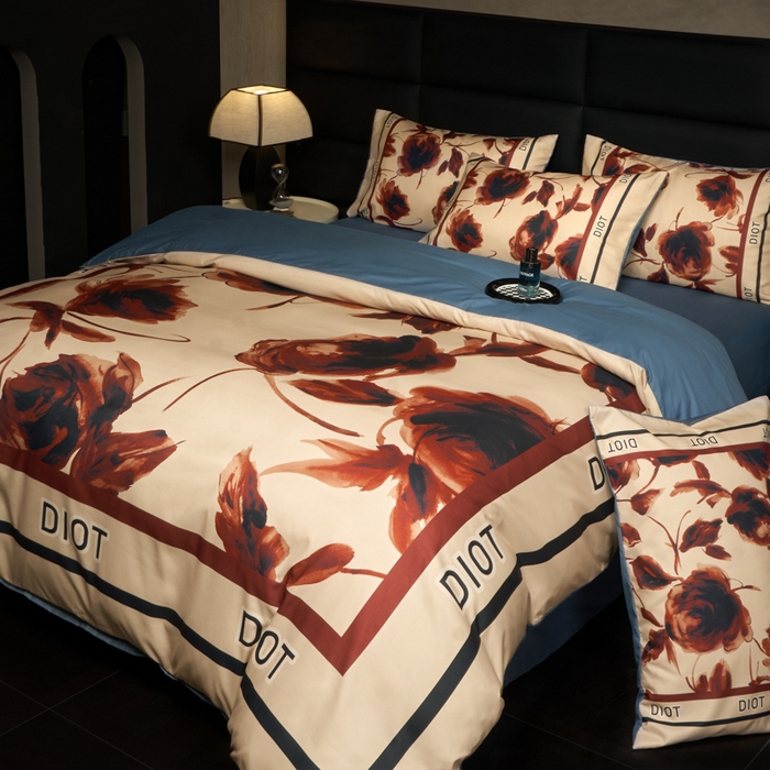 91家纺网 家纺一手货源 找家纺 花沐 2025新款轻奢潮牌亲肤棉纯棉四件套 赤迪