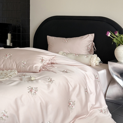 鹿班家居 2025春夏款100S长绒棉精密刺绣-玫瑰甜心【标准会员-20元】 粉色