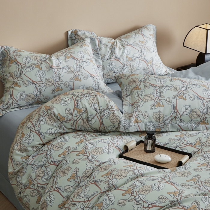 91家纺网 家纺一手货源 找家纺 顾家家居 2025新款莱塞尔兰精天丝印花四件套 蔓艺