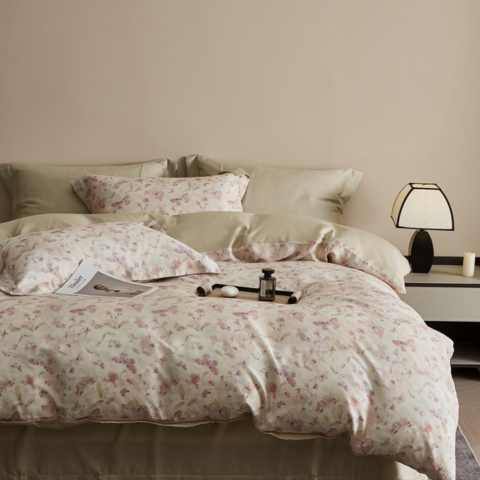 91家纺网 家纺一手货源 找家纺 顾家家居 2025新款莱塞尔兰精天丝印花四件套 玛卡