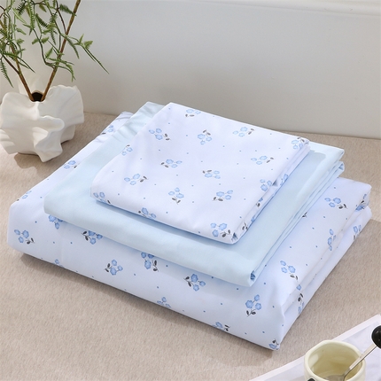 91家纺网 家纺一手货源 找家纺 织写 2025新款A类双层纱针织棉四件套床单四件套床单四件套小清新四件套 琉璃