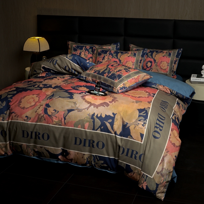 91家纺网 家纺一手货源 找家纺 花沐 2025新款轻奢潮牌亲肤棉纯棉四件套 花迪