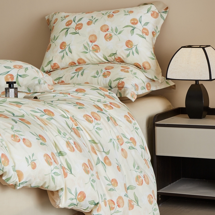 91家纺网 家纺一手货源 找家纺 顾家家居 2026新款莱塞尔兰精天丝印花四件套 茉妍