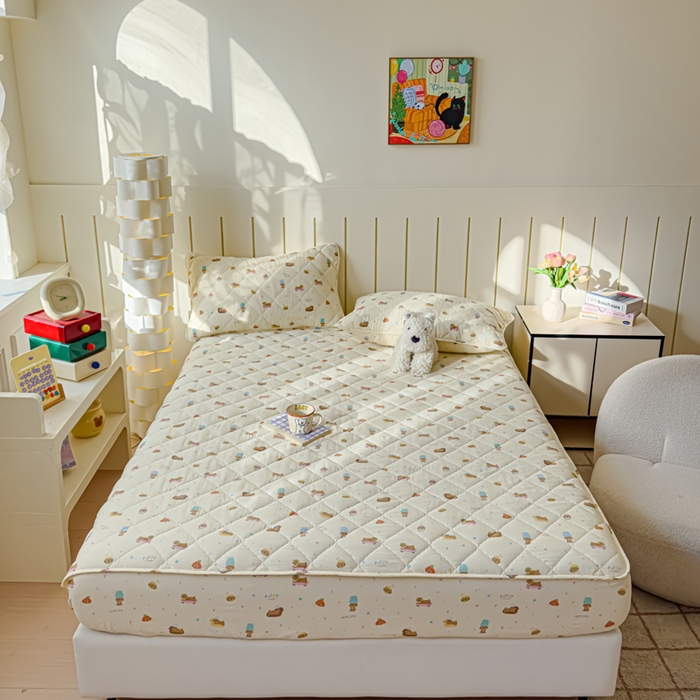 91家纺网 家纺一手货源 找家纺 （总）U品汇 2025新款A类全棉夹棉防水床笠床罩单件隔尿透气床垫加厚防尘可水洗保护套