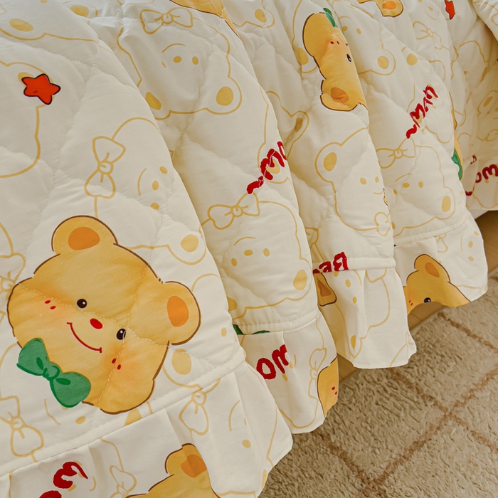 91家纺网 家纺一手货源 找家纺 U品汇 2025新品A类全棉夹棉床盖纯棉100%棉绗缝三件套炕垫褥子13372 G瑞迪熊