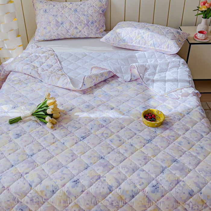 91家纺网 家纺一手货源 找家纺 U品汇 2025新品A类全棉夹棉床盖纯棉100%棉绗缝三件套炕垫褥子13372 G香颂蝶舞