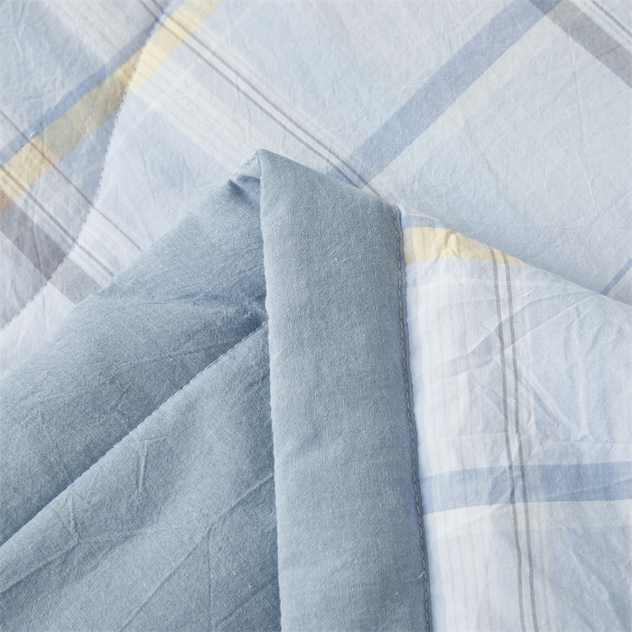 91家纺网 家纺一手货源 找家纺  2025新款A类里外全棉夏凉被100%新疆棉纯棉全棉填充无印格子款空调被全棉夏被 里外全棉-简蓝格