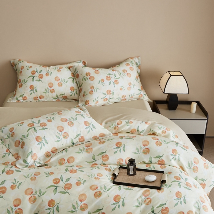 91家纺网 家纺一手货源 找家纺 顾家家居 2026新款莱塞尔兰精天丝印花四件套 茉妍