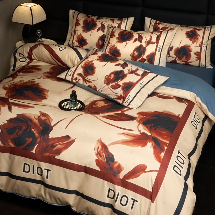 91家纺网 家纺一手货源 找家纺 花沐 2025新款轻奢潮牌亲肤棉纯棉四件套 赤迪